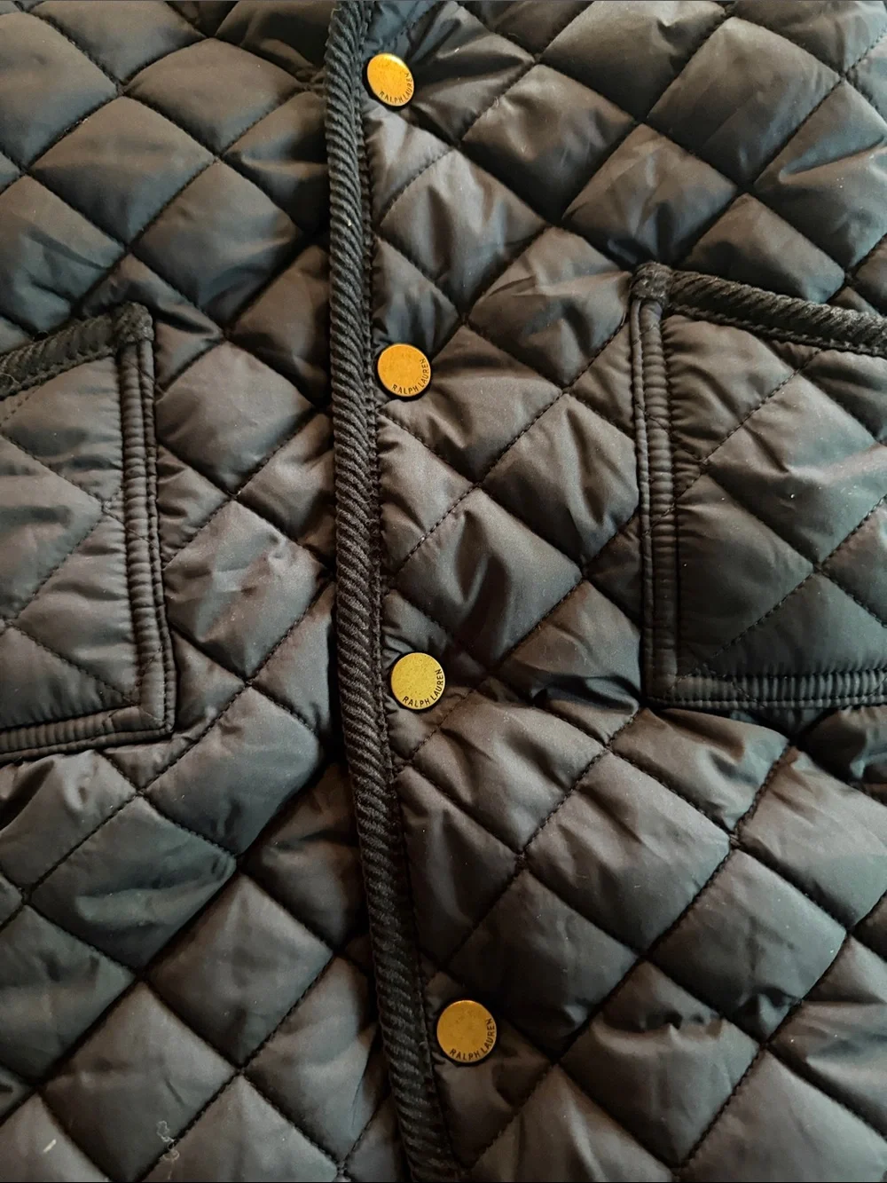 Ralph Lauren Navy Quilted Hooded Baby Footed One-Piece, Winter suit